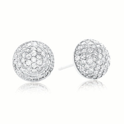 Sterling Silver Cubic Zirconia Ball  Stud Earrings
