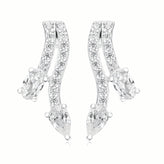 Sterling Silver Oval & Round Cubic Zirconia  Stud Earrings