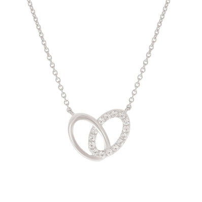 Sterling Silver Cubic Zirconia Interlocked Circles Necklace