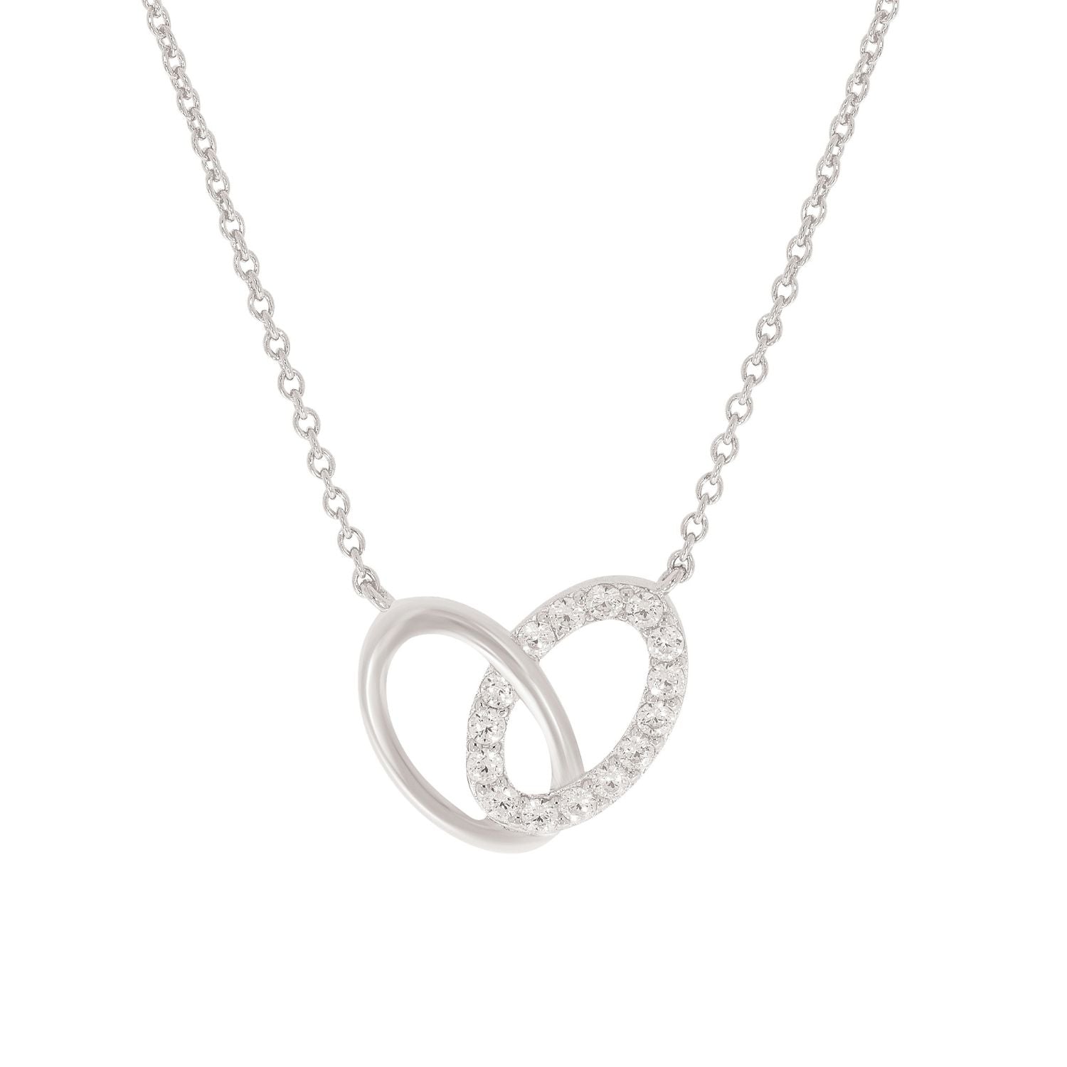 Sterling Silver Cubic Zirconia Interlocked Circles Necklace