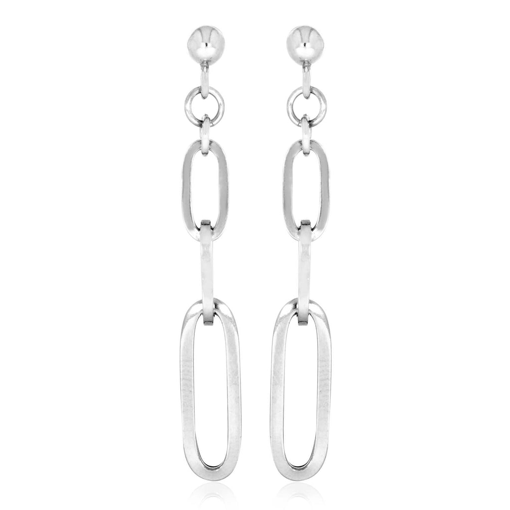 Sterling Silver 3 Link Drop Earrings