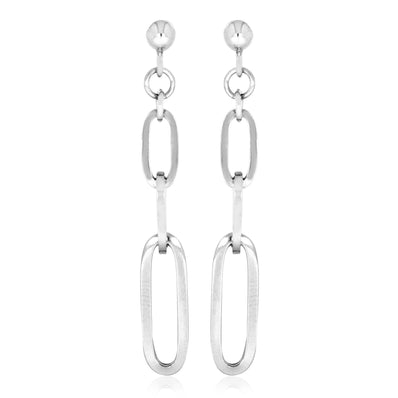 Sterling Silver 3 Link Drop Earrings