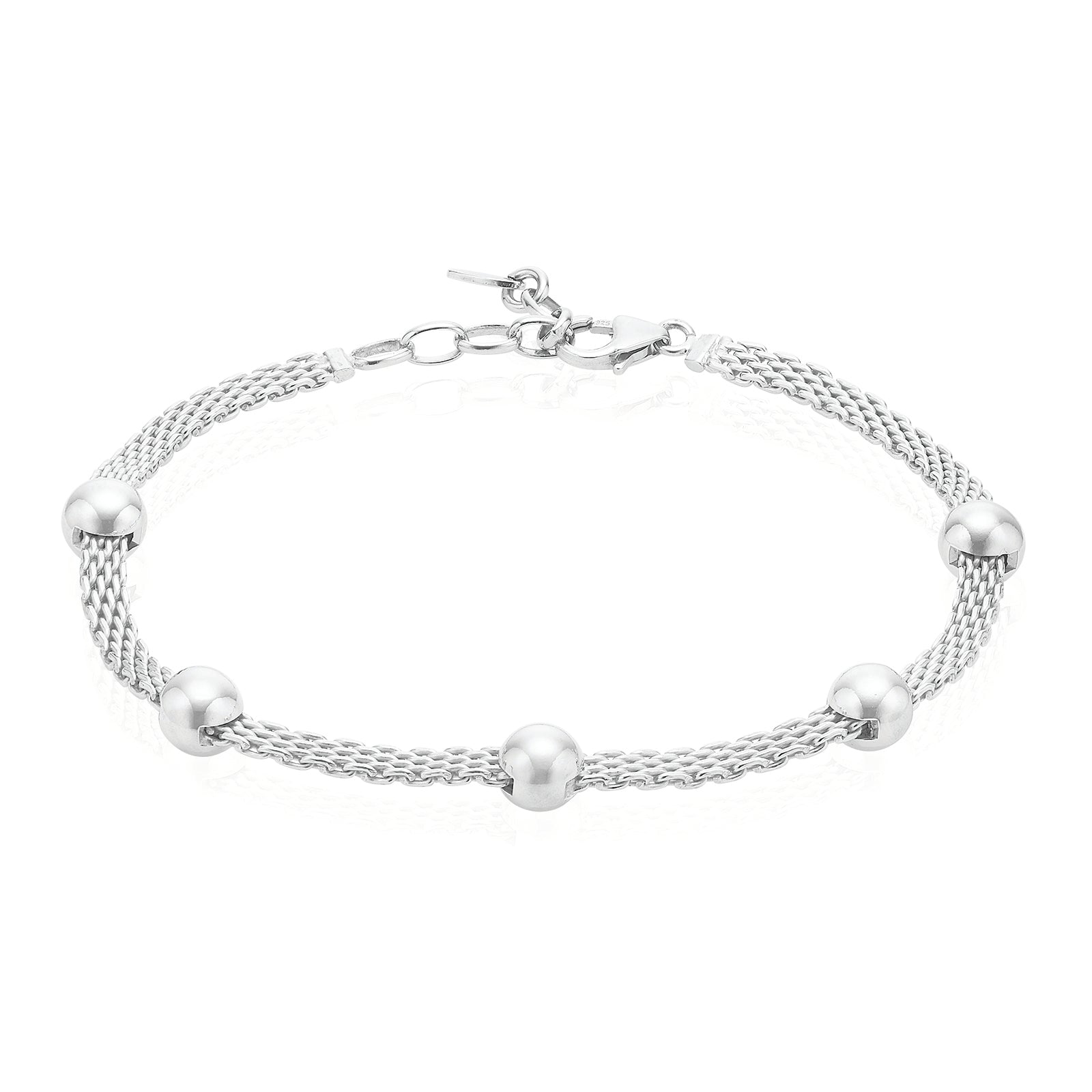 Sterling Silver 19.5cm Ball Fancy Bracelet