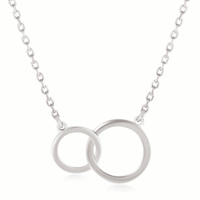 Sterling Silver 43 cm Double Circle Link Necklace