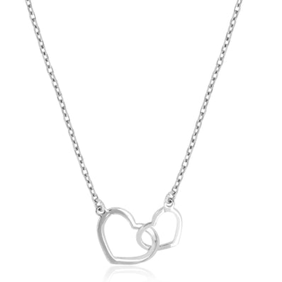 Sterling Silver 43 cm Heart Double Link Necklace