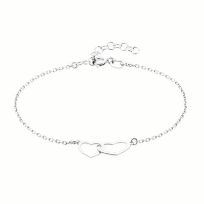 Sterling Silver  19 cm Heart Double Link Bracelet