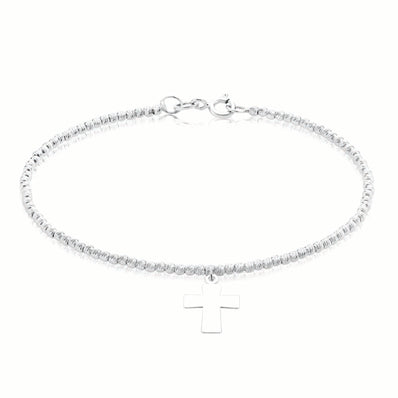 Sterling Silver 19cm Cross Bracelet