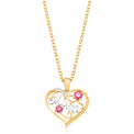9ct Yellow Gold Round Brilliant Cut Ruby & Diamond Mum Heart Pendant