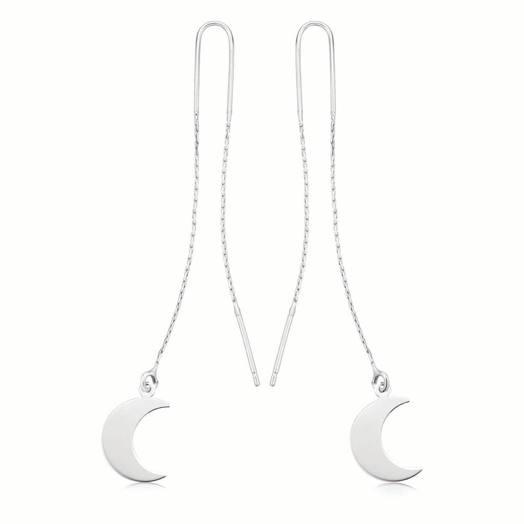 Sterling Silver Moon Threader Earrings