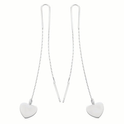 Sterling Silver Heart Threader Earrings