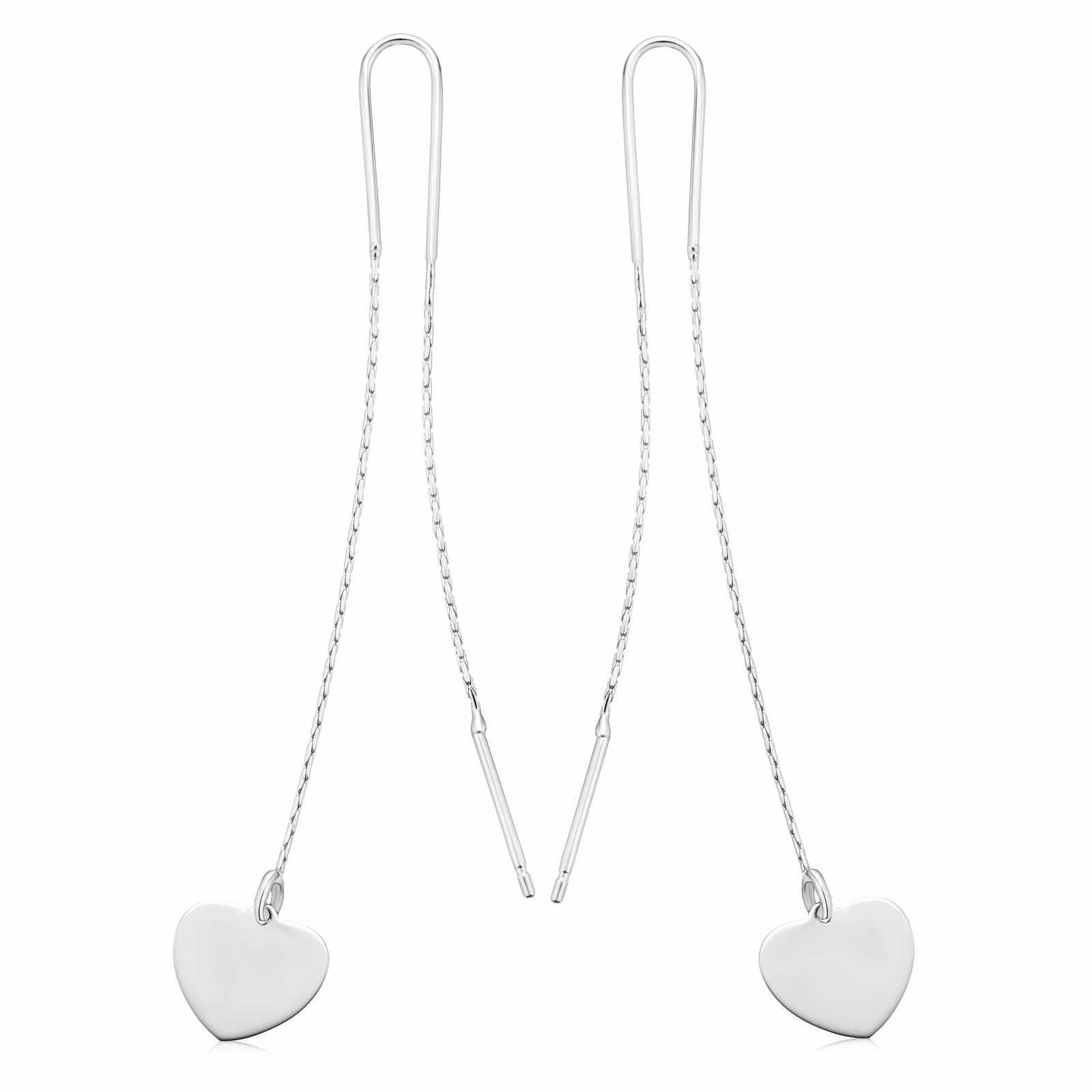 Sterling Silver Heart Threader Earrings