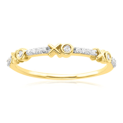 9ct Yellow Gold with Round Brilliant Cut 0.10 CARAT tw of Diamond Dress Ring