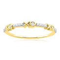 9ct Yellow Gold with Round Brilliant Cut 0.10 CARAT tw of Diamond Dress Ring