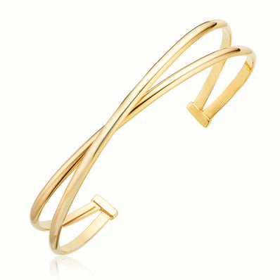9ct Yellow Gold & Silver-filled  65 mm Crossover Bangle