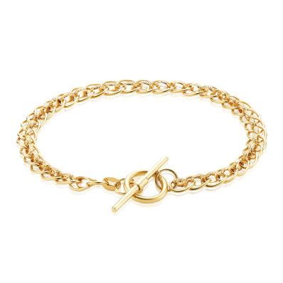 9ct Yellow Gold & Silver-filled 19cm Fancy T-Bar Bracelet