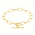 9ct Yellow Gold & Silver-filled 19 cm Oval Link T-Bar Bracelet