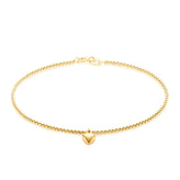 9ct Yellow Gold & Silver-filled Heart Drop Charm Bracelet