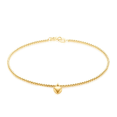9ct Yellow Gold & Silver-filled Heart Drop Charm Bracelet