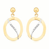 9ct Yellow Gold Diamond Set Oval Cross  Drop Earrings