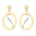 9ct Yellow Gold Diamond Set Oval Cross  Drop Earrings