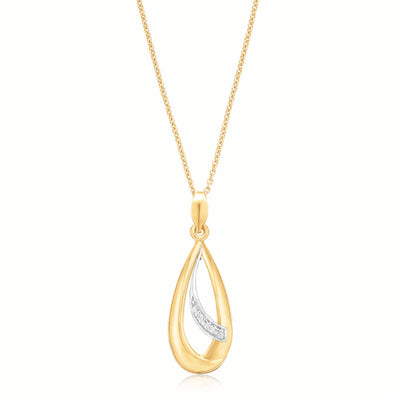 9ct Yellow Gold Round Brilliant Cut Diamond Set Pendant