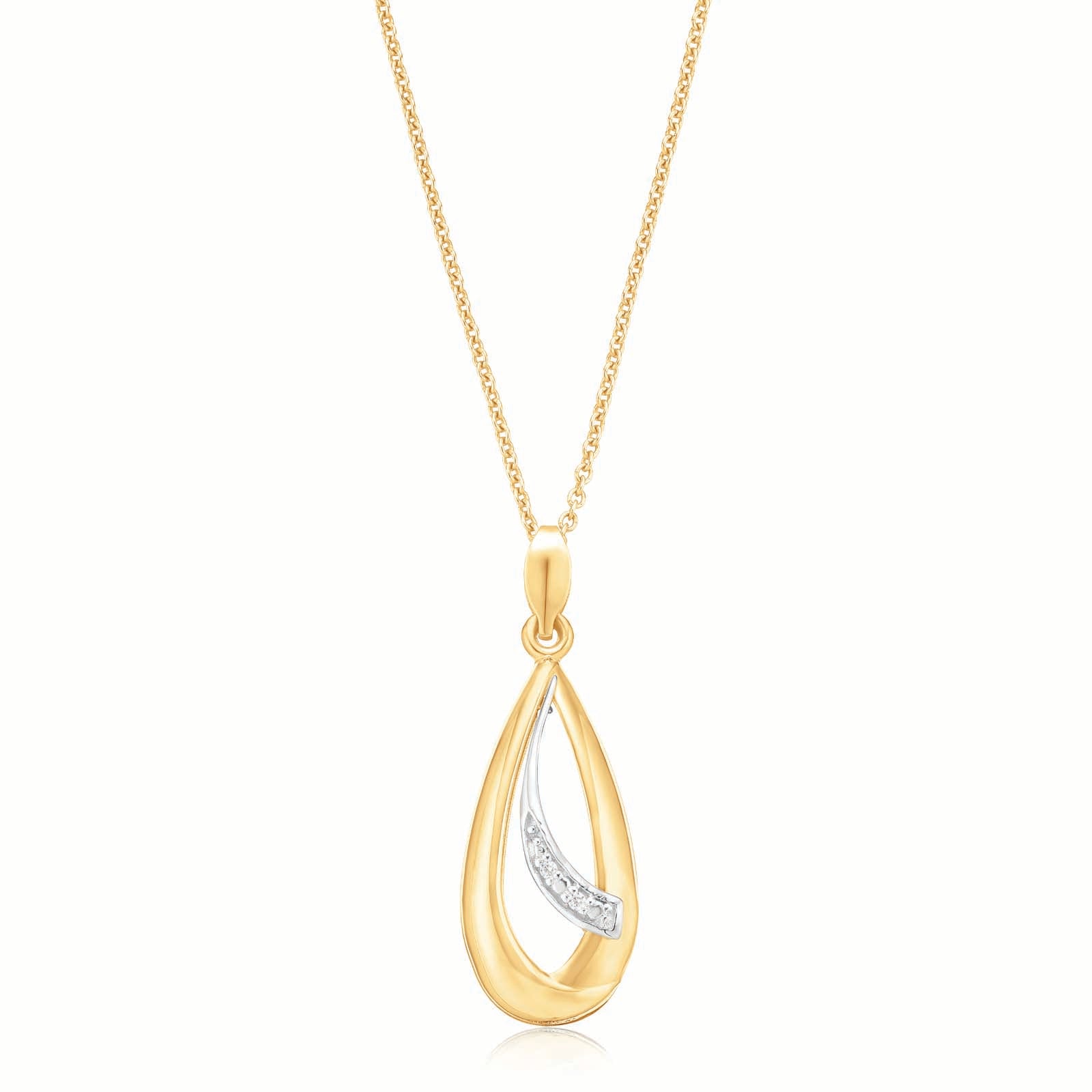 9ct Yellow Gold Round Brilliant Cut Diamond Set Pendant