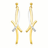 9ct Yellow Gold Round Brilliant Cut Diamond Set Drop Earrings