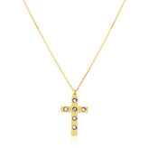 9ct Yellow Gold 45 cm Cubic Zirconia Cross Necklace