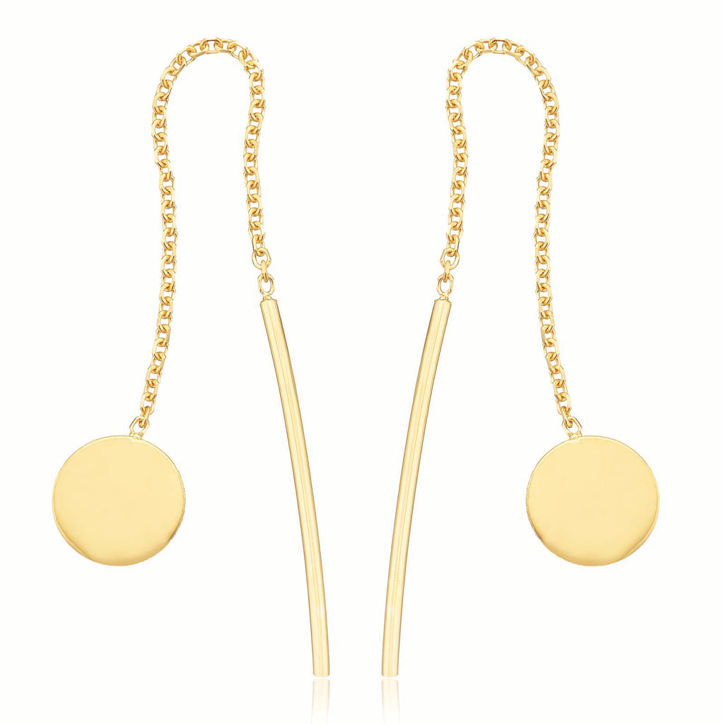 9ct Yellow Gold Disc Threaded Earrings
