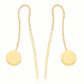 9ct Yellow Gold Disc Threaded Earrings