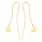 9ct Yellow Gold Heart Threaded Earrings