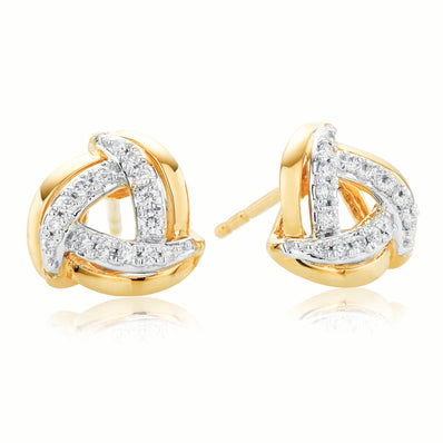 9ct Yellow Gold Round Brilliant Cut 0.12 CARAT tw of Diamonds Stud Earrings