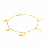 9ct Yellow Gold & Silver-filled 19 CM Cross Heart Star Bracelet