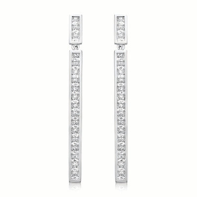 Sterling Silver 2mm Cubic Zirconia Drop Earrings