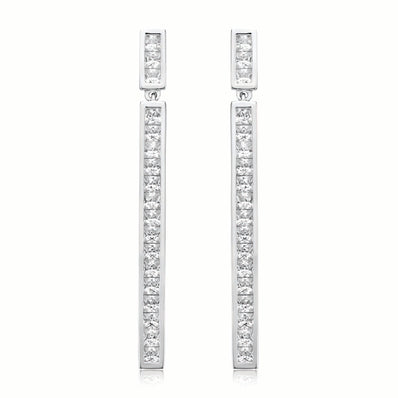 Sterling Silver 2mm Cubic Zirconia Drop Earrings