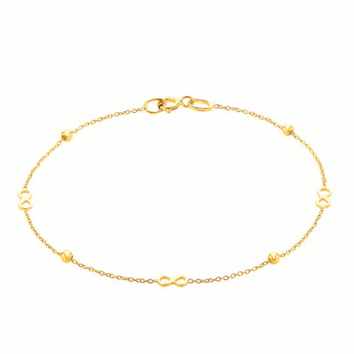 9ct Yellow Gold 19 cm Infinity Bracelet