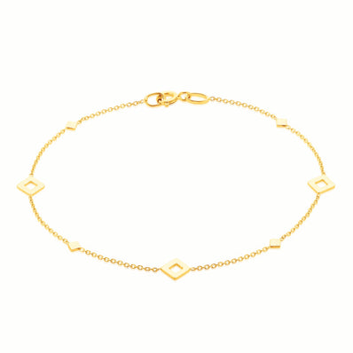 9ct Yellow Gold 19cm Square Charm Bracelet