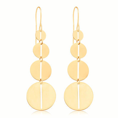 9ct Yellow Gold Circle Drop Earrings