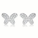Sterling Silver White Cubic Zirconia Butterfly Stud Earrings