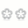 Sterling Silver White Cubic Zirconia Flower Stud Earrings