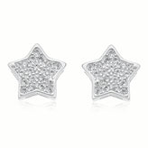 Sterling Silver White Cubic Zirconia Star Stud Earrings