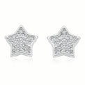 Sterling Silver White Cubic Zirconia Star Stud Earrings