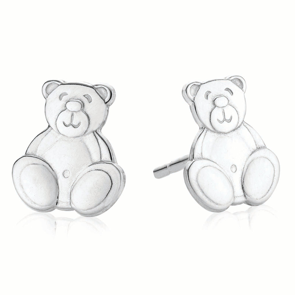 Sterling Silver Teddy Bear Kids Stud Earrings Box Set