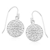 Sterling Silver Round Brilliant Cut Crystal Round Drop Earrings