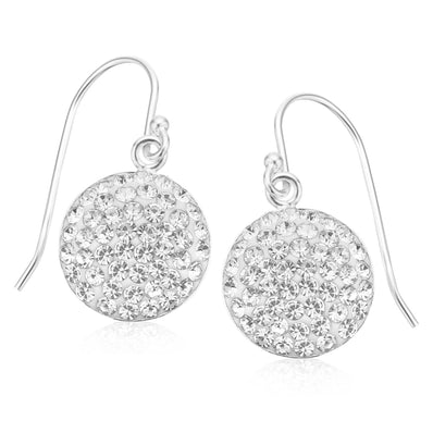 Sterling Silver Round Brilliant Cut Crystal Round Drop Earrings