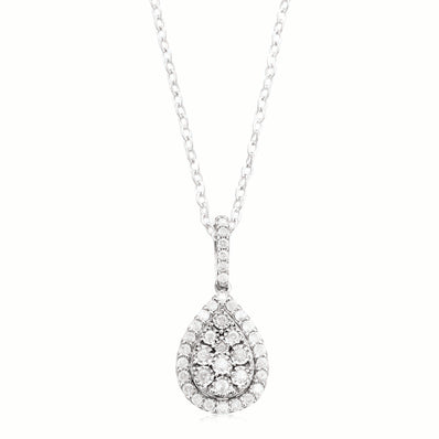 Sterling Silver Round Brilliant Cut 1/2 CARAT tw of Diamonds Pear Necklace Pendant