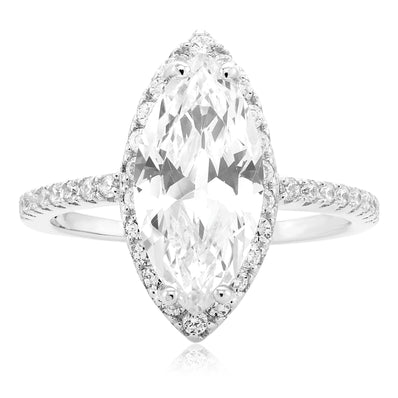 Sterling Silver Marquise & Round Cubic Zirconia Ring