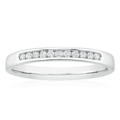 9ct White Gold Round Brilliant Cut with 0.15 CARAT tw of Diamonds Wedding Band