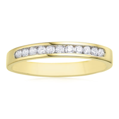 9ct Yellow Gold Round Brilliant Cut with 1/4 CARAT tw of Diamonds Wedding Band