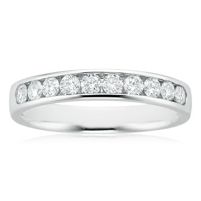 9ct White Gold Round Brilliant Cut with 1/2 CARAT tw of Diamonds Wedding Band